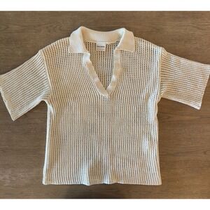 Zulu &Zephyr Milk Cotton Crochet‎ Shirt-Cotton Open Knit Top-Size US 4-RRP $269